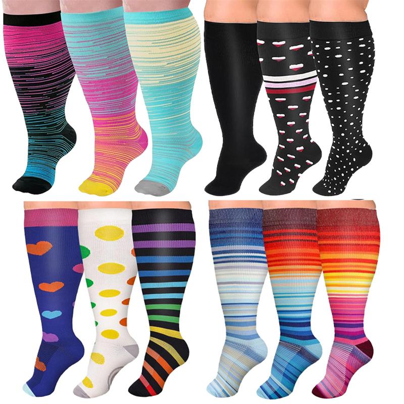 Plus Size Compression Socks Fat Large Leg Sports Socks Running Cycling Fat Calf Stockings Pressure Leg Fitness Varicose Veins