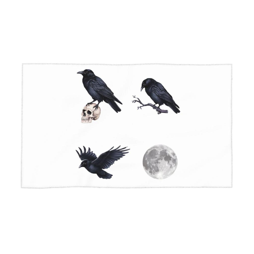 Corvo corvo nero di tendenza, teschio e luna Pacco Asciugamano Viso Morbido Asciugatura Rapida Piscina Bagno Asciugamani in Cotone Assorbente