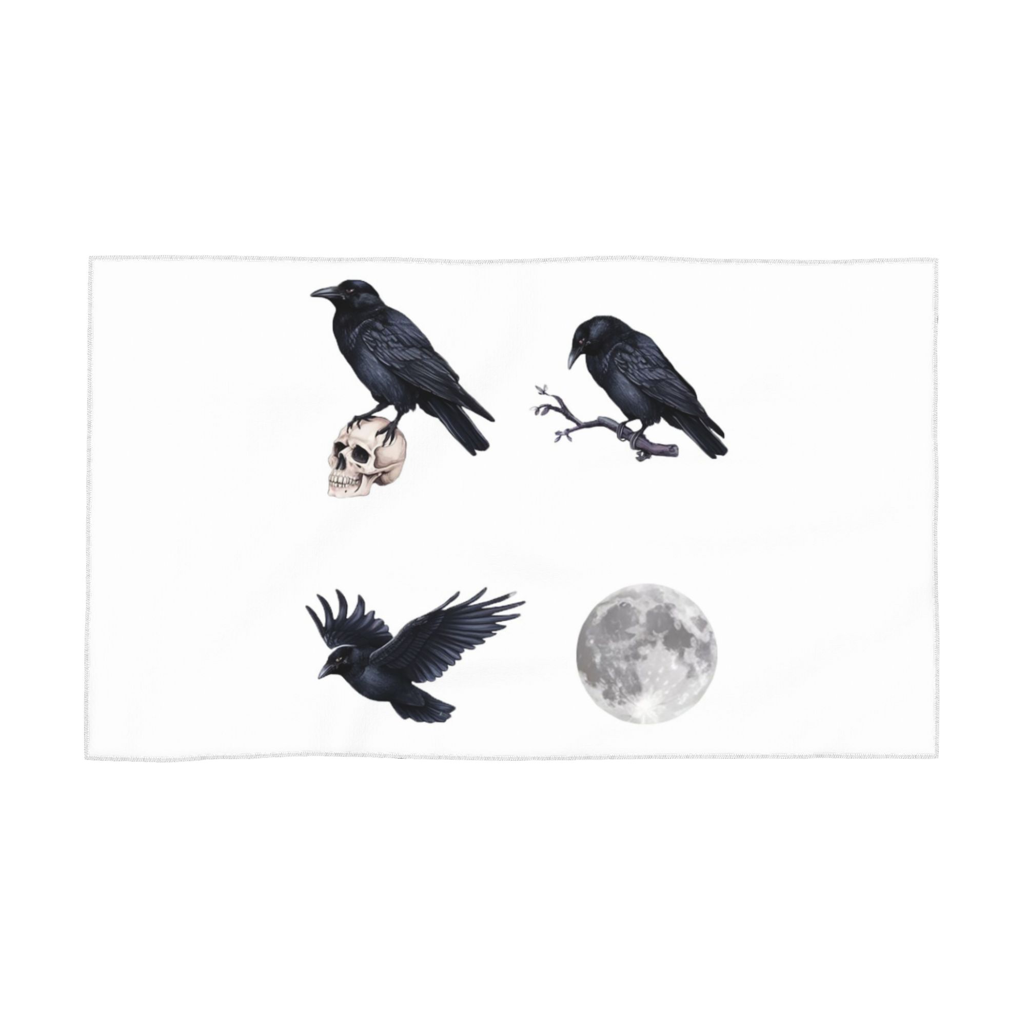

Trendy Black raven crow ,skull and moon Pack Soft Face Towel Quick Dry Pool Bath Cotton Towels Absorbent W30*H60(CM)