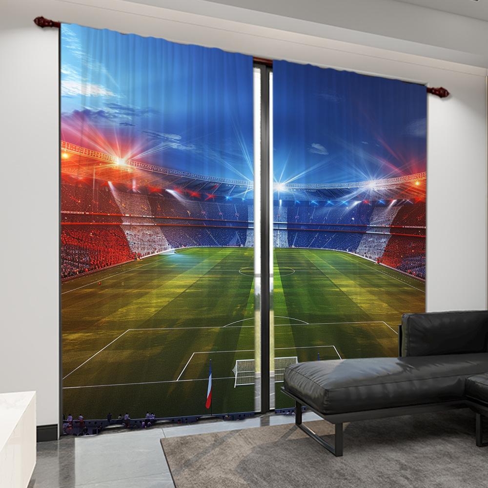 

Комплект из 2-х предметов, занавески с изображением футбольного мяча, спортивная тематика, дизайн кармана для спальни и гостиной, декор оконных жалюзи, бесплатная доставка 500W250H(CM)&Rod Pocket