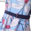 ZANZEA Women Summer Casual Round Neck Short Sleeve Boho Floral Print Dress