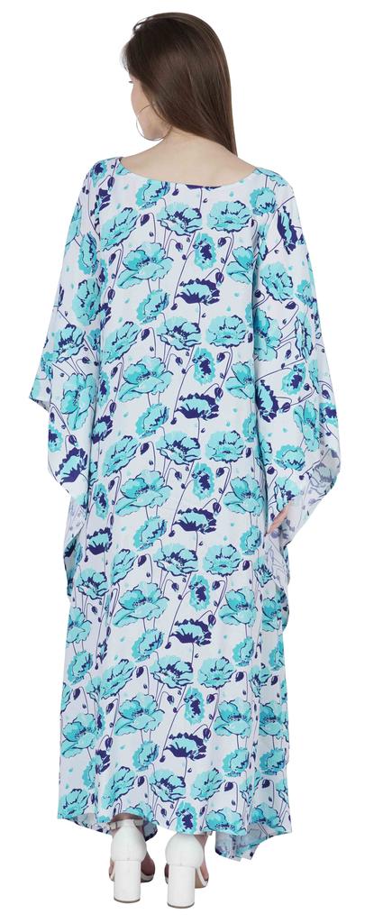 Moomaya Long Kaftan Maxi Dress For Women  s Kimono Sleeves Beachwear Cover Up Plus Size