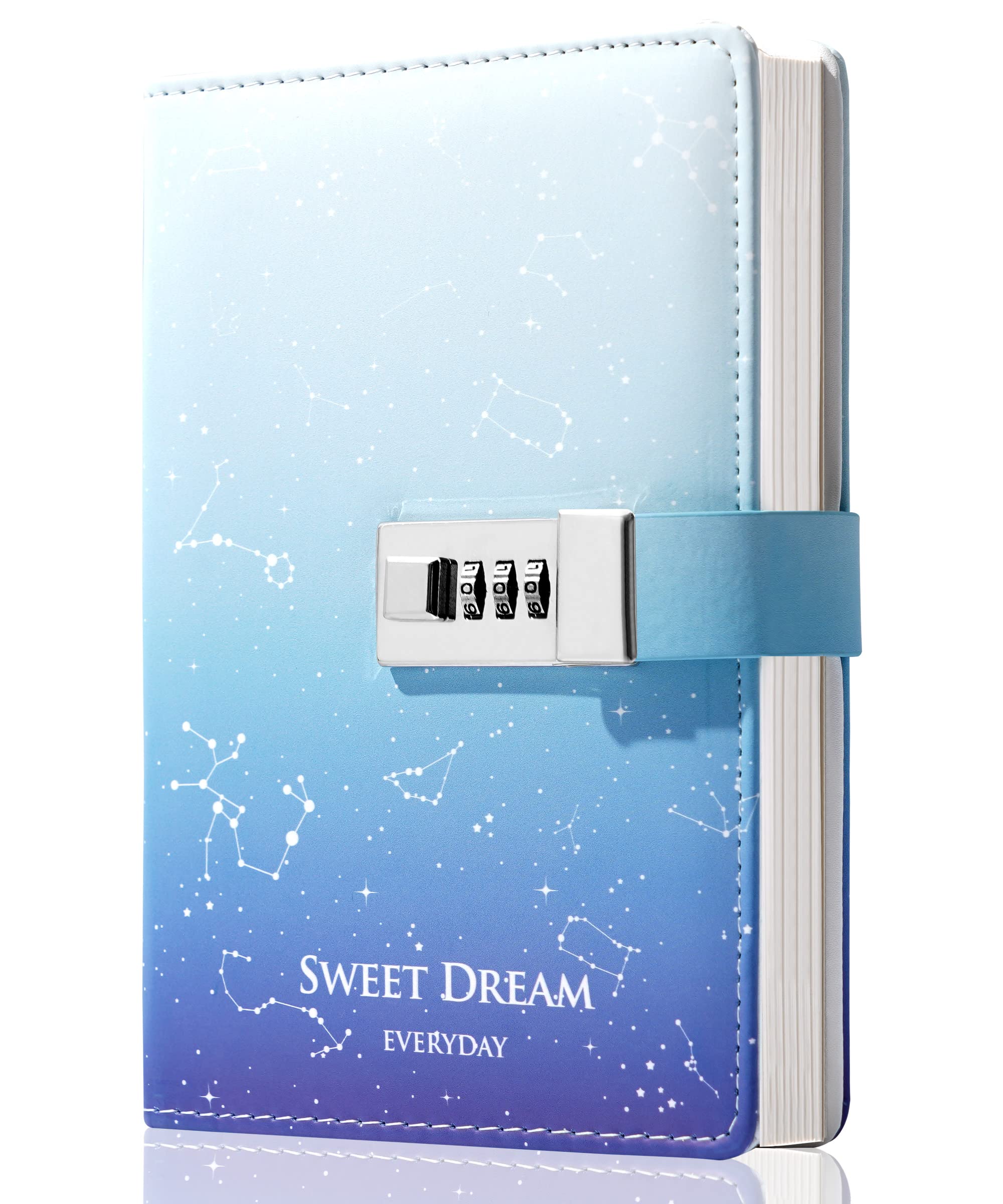 

Starry sky with key A5 password diary Bellpet style system notebook Refillable Stylish Secret Dream Memo pad Simple Memo pad Adult Diary Gift (Blue
