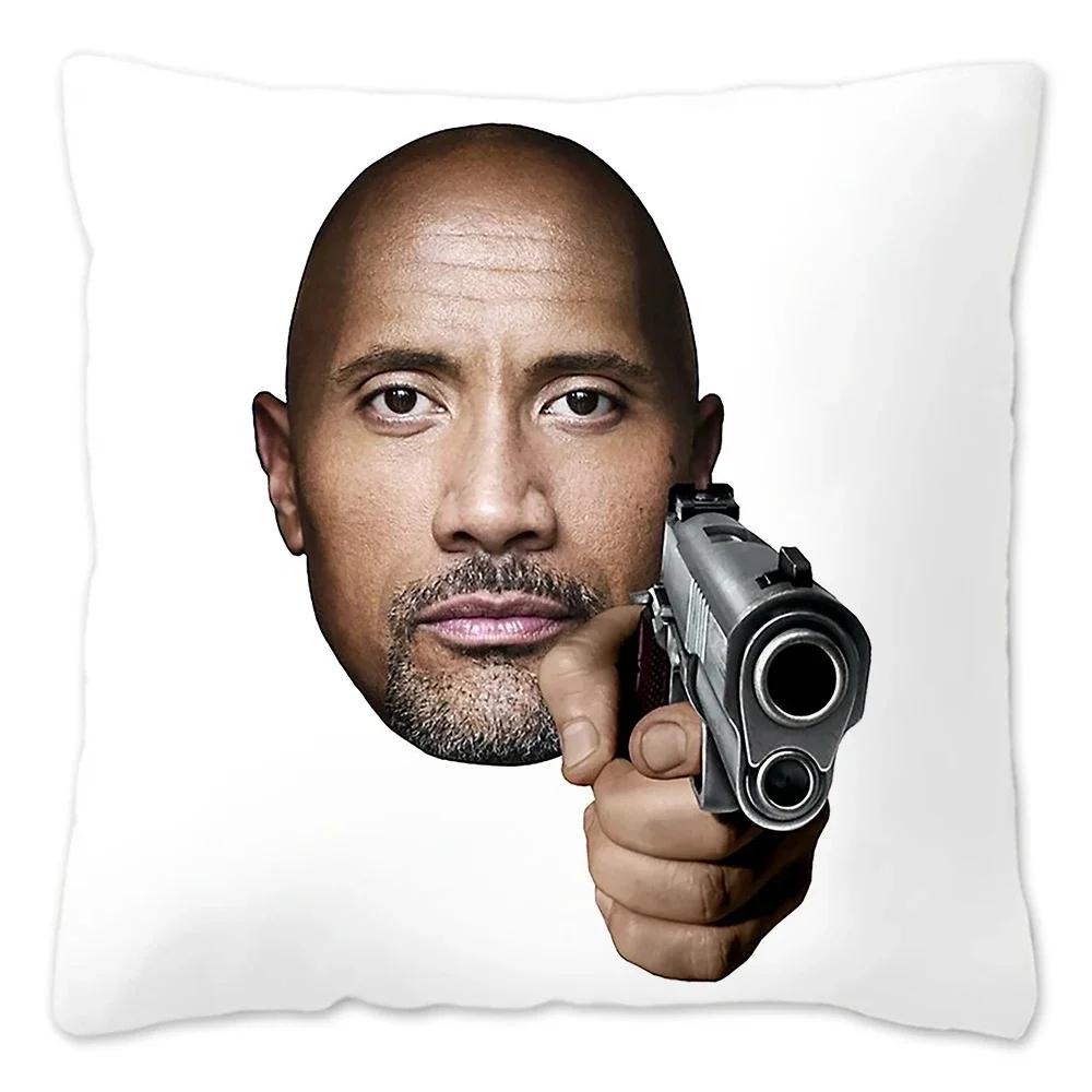 The Rock Face Dwayne Cushion Cover For Sofa Home Decorative American Actor Johnson Throw Pillow Cover Soft Velvet Pillowcase