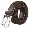 JUKMO Men's Casual Elastic Braided Golf Belt with Stretch Mesh, Gift Box Included (Coffee, Size M - Waist Length 80cm-90cm (Total Length 105cm))