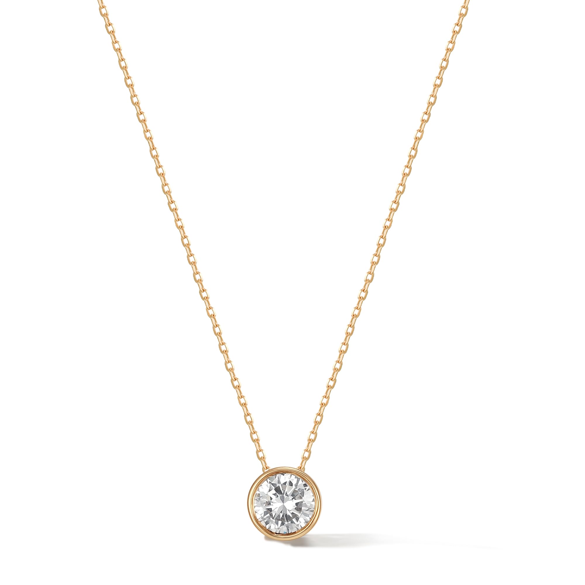 

Diamond Necklace for Women and Men Carat K14 Yellow Gold Single Stone Pendant with Silver Chain Unisex Birthday Anniversary Christmas Present Gift