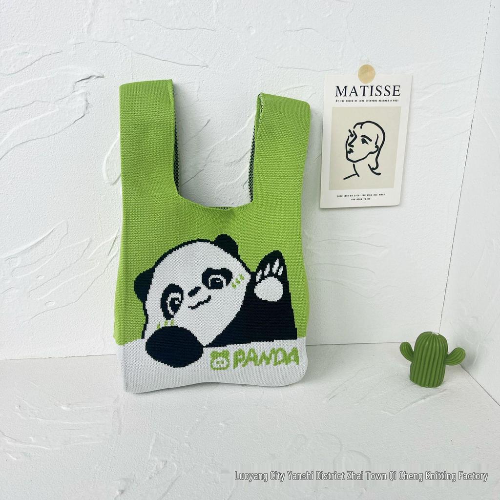 Panda Knit Women's Cross-Border Wrist Tote Handbag
