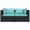 Vidaxl 2-Osobowa Sofa Ogrodowa Z Poduszkami, Czarna, Polirattan