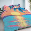 3-Piece Bedding Pillowcase Quilt Cover Set Sunset Beach Pattern 2D Digital Printing Suitable Bedroom Hotel Dormitory Decoration