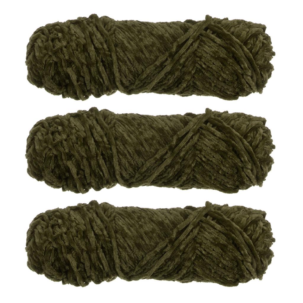 3 Skeins Chenille Yarn Soft Blanket Yarn Polyester Velvet Fancy Fluffy Yarn Knitting for Crochet Weaving Scarf, White