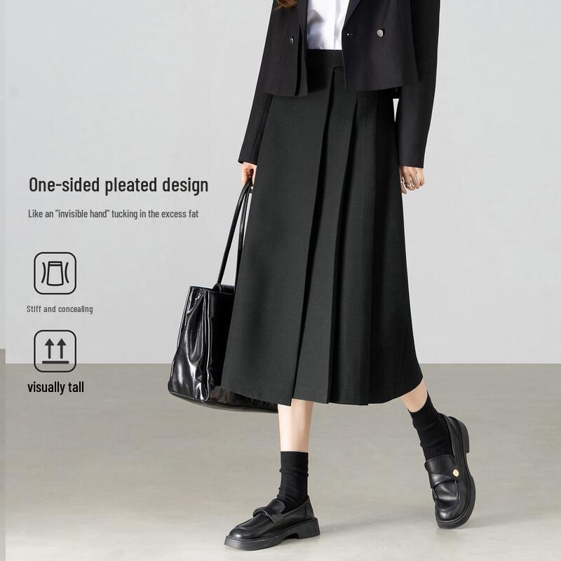 Shangdu Bila Women's Winter Linen Blend High-Waist A-Line Skirt