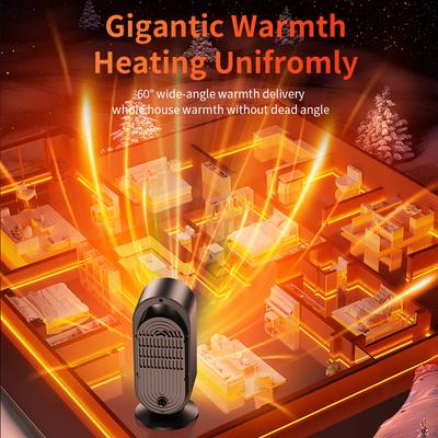 Electric Indoor Heater PTC Fast Heating Quiet Touch Control 3-Level Heat Settings Up To 1500W Energy Saving Safety for Bedrooms