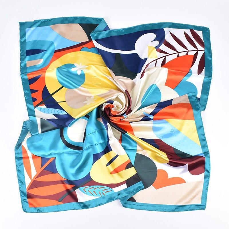 Luxury Fashion Print 90*90Cm Silk Square Scarf Women Soft Satin Hairband Neckerchief Tie Female Headband Foulard Bag Ribbon