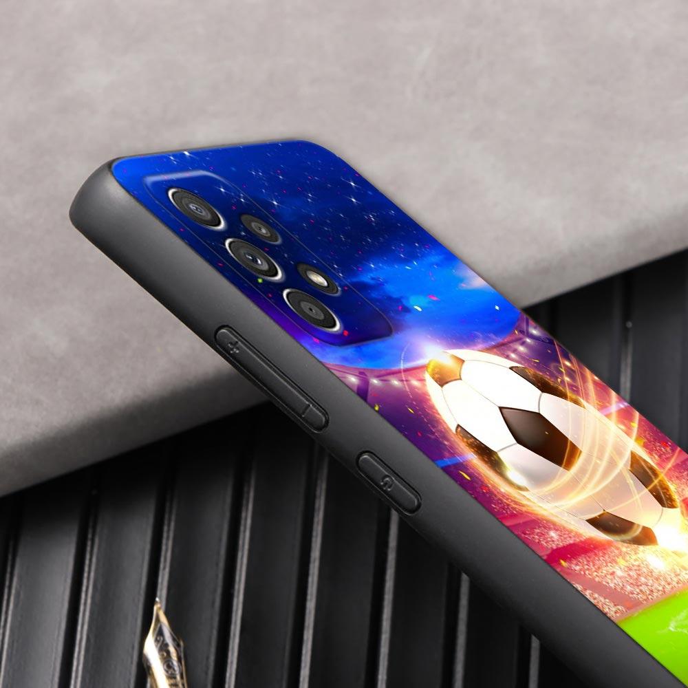 Fire Football Soccer Ball Phone Case For Samsung Galaxy A57 A56 A37 A55 A36 5G A26 A54 A52 A35 A34 A25 A17 A16 A15 A07 A06 Cover