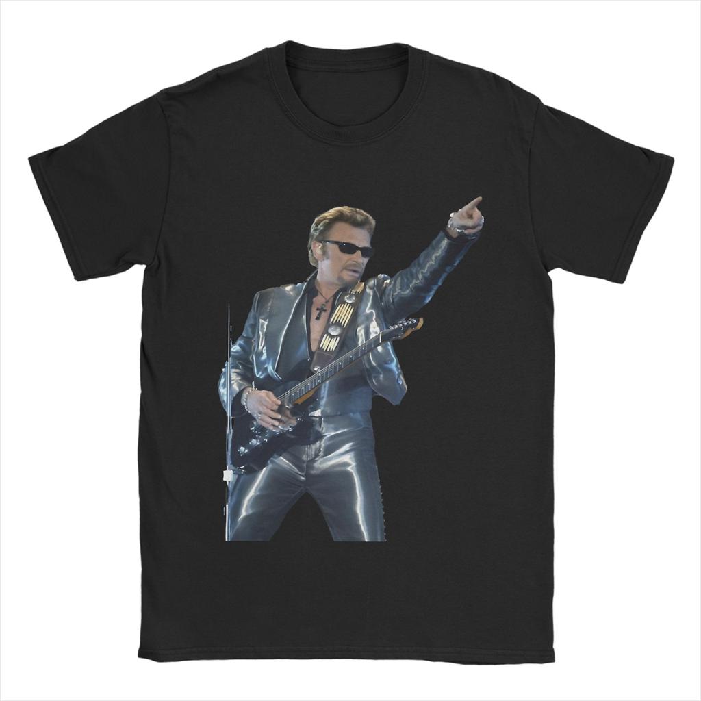 Awesome Johnny Hallyday T-Shirt for Men O Neck Cotton T Shirt Short Sleeve Tees Graphic Clothing - Men's Summer Cotton Grap...