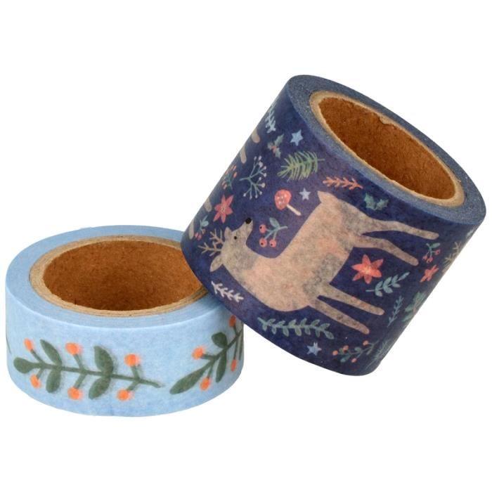 Masking Tape Noël - Woodsy Christmas - Cerf - 1,5 + 3 cm x 5 m - 2 pcs