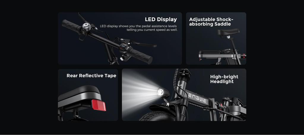 ENGWE T14 Urban Off-Road Electric Bike – 42km Range, 48V10Ah Battery, Compact Design, Suitable for Teenagers and Short Commuting