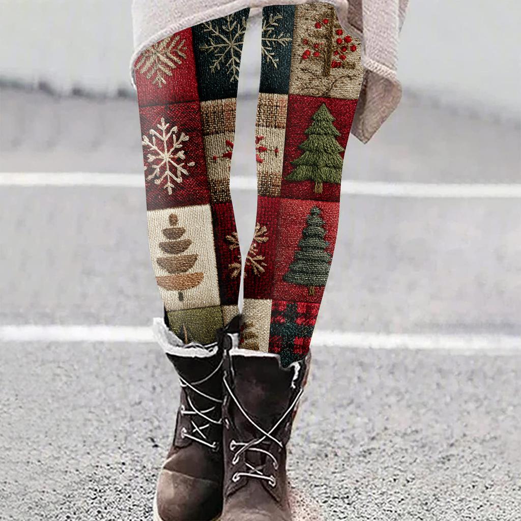 Women's Christmas Print Slim Fit Elastic Yoga Casual Pants