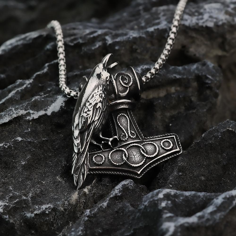 Retro Punk Style Men's Anchor Pendant Crow Pendant Keel Chain Necklace Pendant