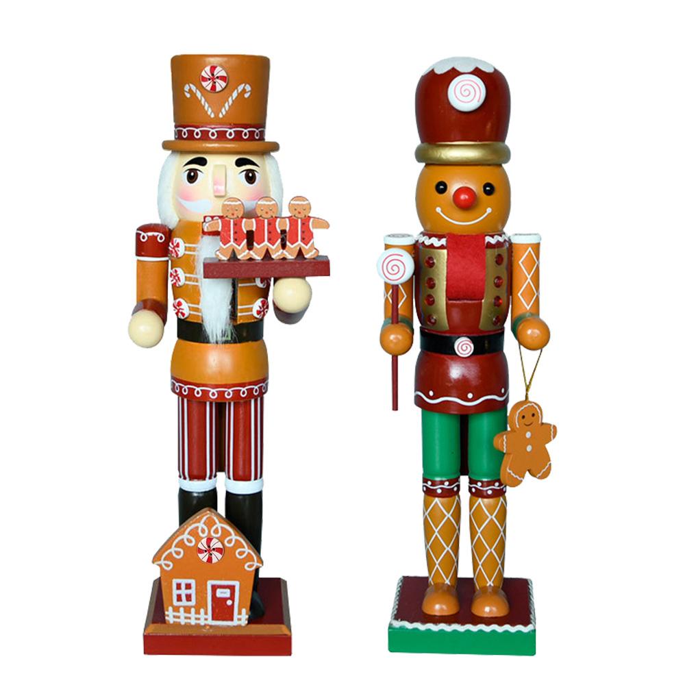 35cm/38cm Weihnachtsnussknacker Holz-Lebkuchenmann-Marionette Kreative Keks-Puppe Handwerkskunst Feiertagsgeschenk Haus-Büro-Dekoration