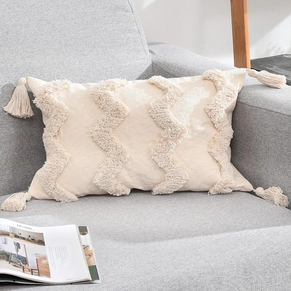 45x45cm30x50cm Beige Handmade Sofa Pillow Case Cover for Living Room Bed Home Decoration Tassels Decorative Cushion Cover 10940₽