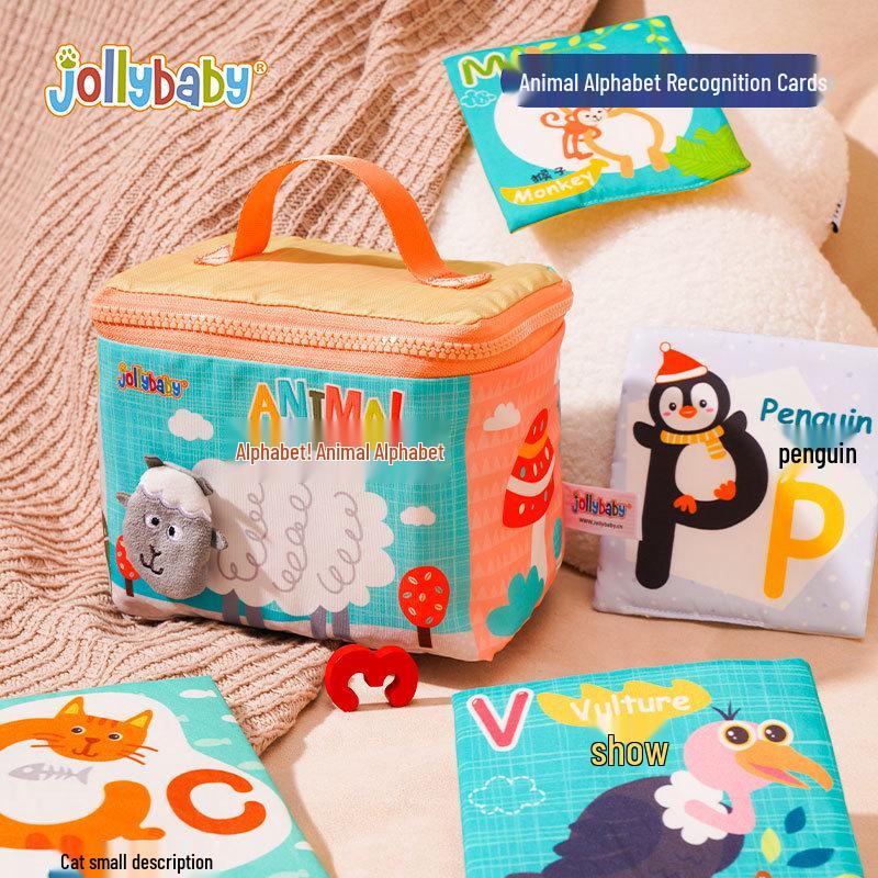 Jollybaby Познавательная тканевая книга с картинками: Моющаяся, Устойчивая к разрывам детская игрушка Set of 26 Cloth Cards