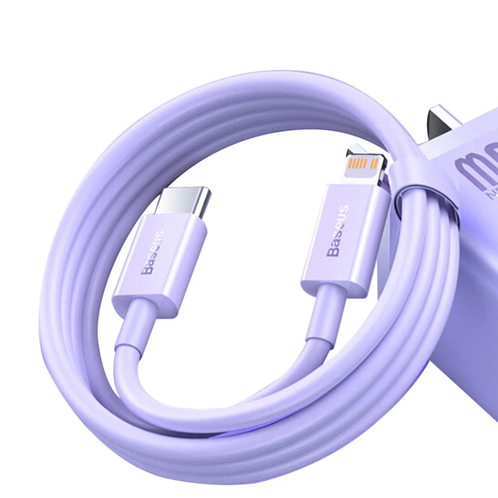 Baseus 1m USB-C to Lightning Cable - Purple, PD 20W