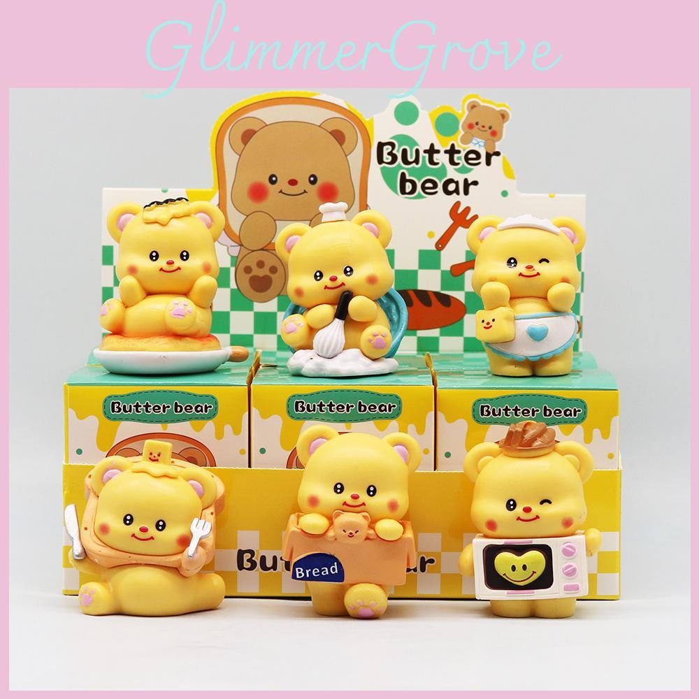 Pvc Bear Butter Playful Figurine Sets With Dessert Theme For Enthusiasts Fans