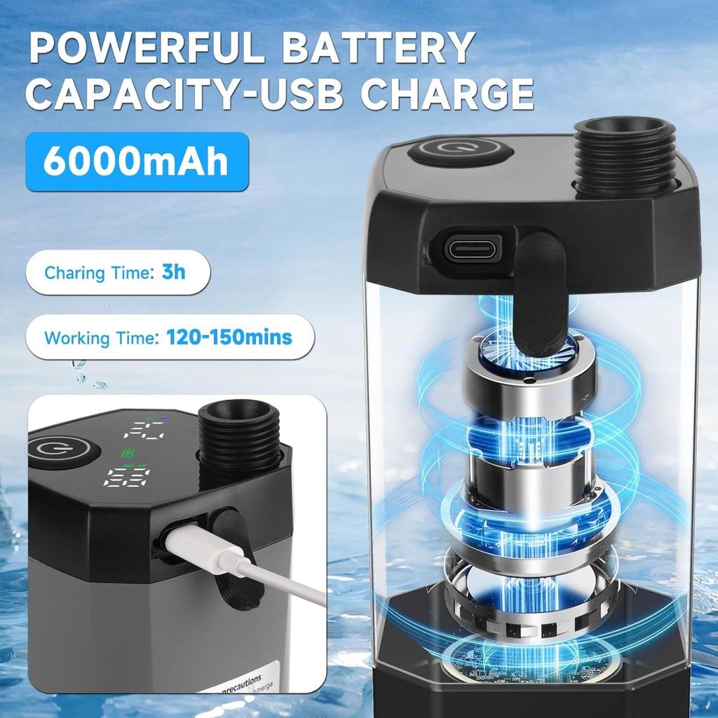 Portable Shower for Camping, Rechargeable Camping Shower Pump with LED Display for Outdoor Shower, Pet Bath, Car Washing