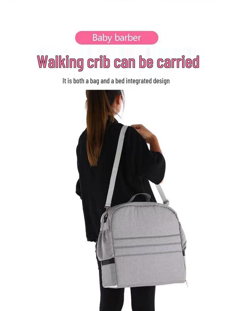 Bärbar hopfällbar babysäng med myggsäkert överdrag