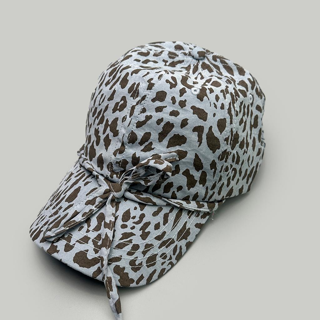 Spring And Summer Retro Leopard Print Bow Baseball Cap Women'S Sunshade Personality Niche Versatile Cap
