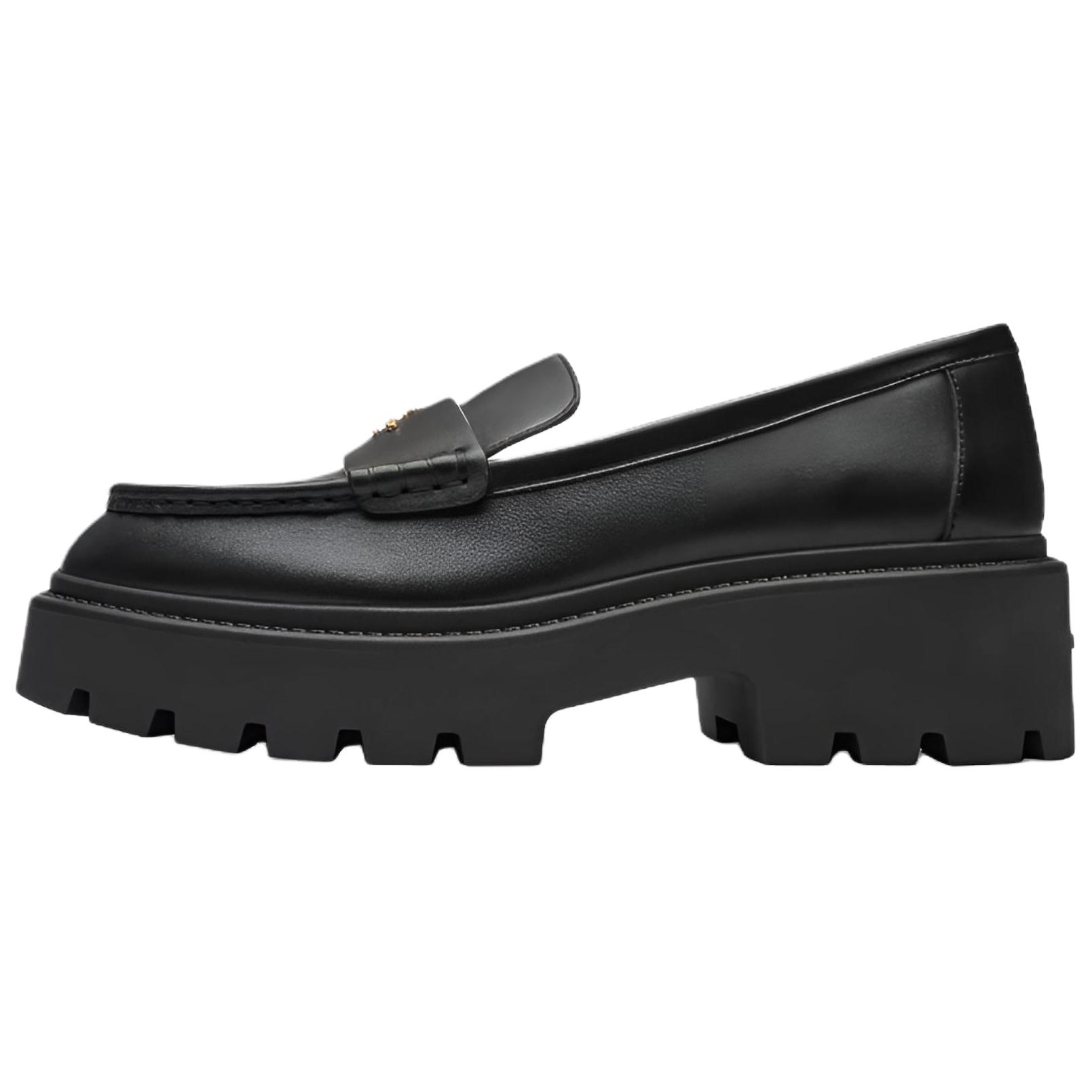 

Coach Люси Кожаные Лоферы С Круглым Носком Слипоны На Массивном Каблуке 5 См Женские Лоферы Черные CCH95-BLK 38.5