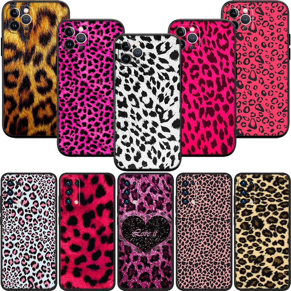 PP51 Pink Leopard Soft Shell Phone Case for iPhone SE X XS XR 11 16E 17 Pro Max Air 8 7 6 6s Plus
