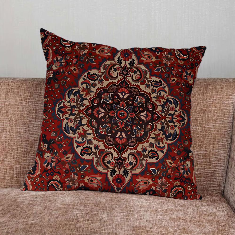 Persian Carpet Floral Pattern Pillow Case For Home Bedroom Car Office Decoration Living Room Sofa Cushion Cover Suitable