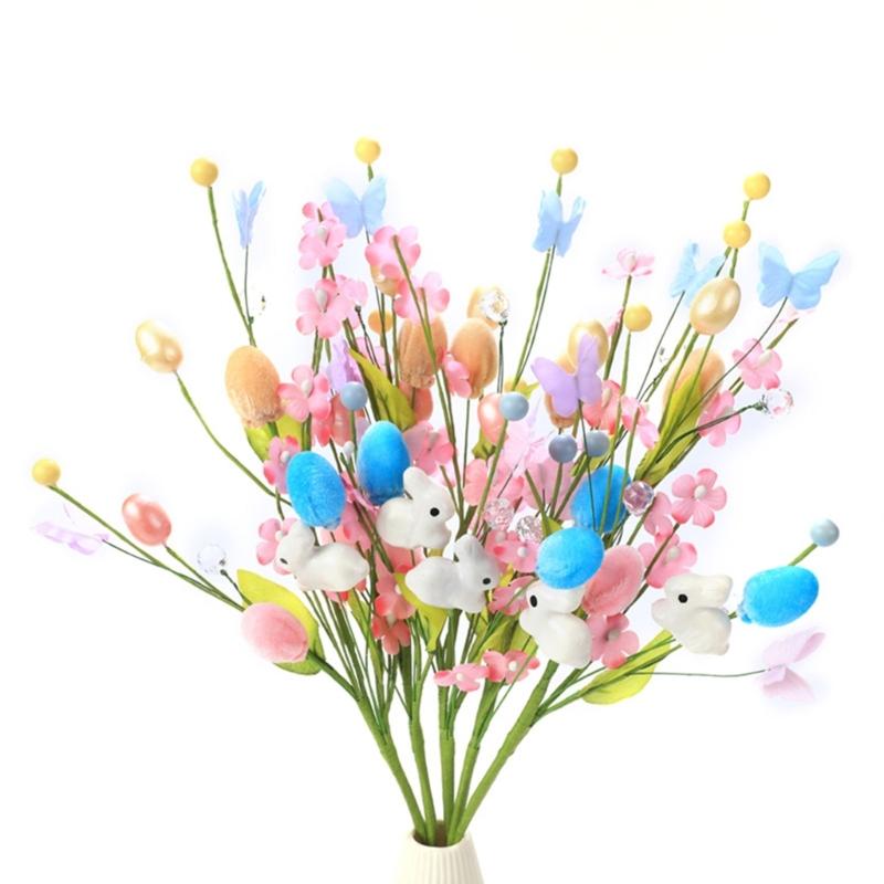 Simulated Rabbit Twig Ornament Artificial Easter Stem Bouquet Furnishing Decoration Decorative Picks Accessories