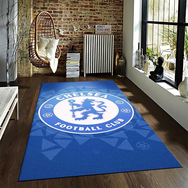 Blue Chelsea Football Club Carpet with Lion Logo Design Decor Rug Suitable for Use As an Anti-slip for Living Room Bedroom Sofas