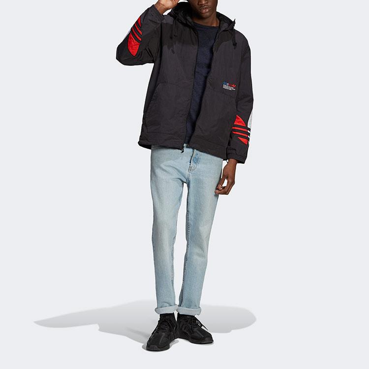 Adidas Originals Tricol Windbreaker Running Sports Windproof Hooded Jacket Men Jackets Black GN3559