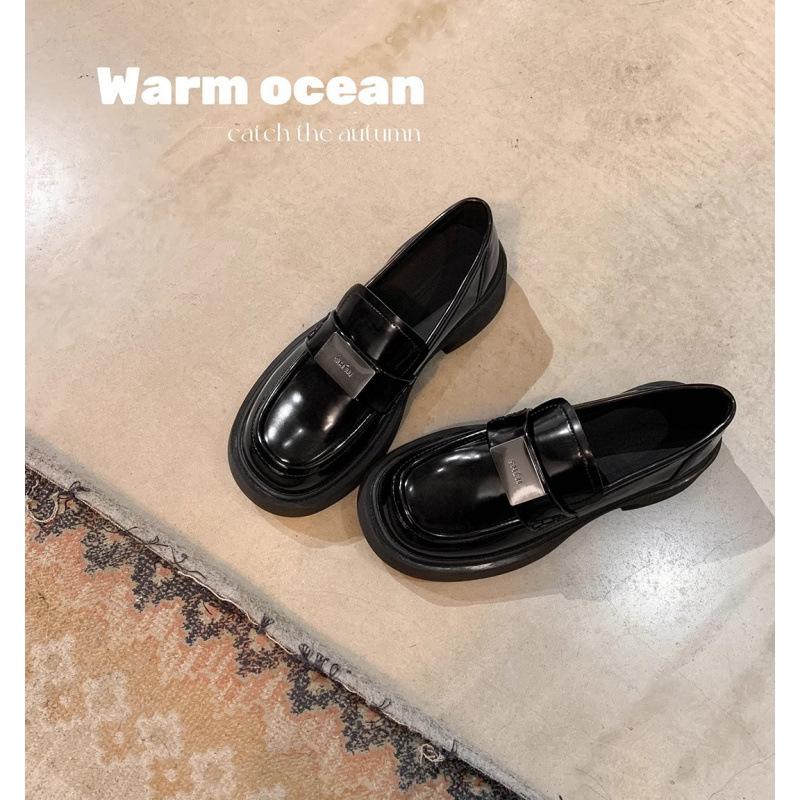 

Туфли Su Yin в студенческом стиле, из коровьей кожи на толстой подошве, женские маленькие кожаные туфли-лоферы на одной педали 40 чёрный