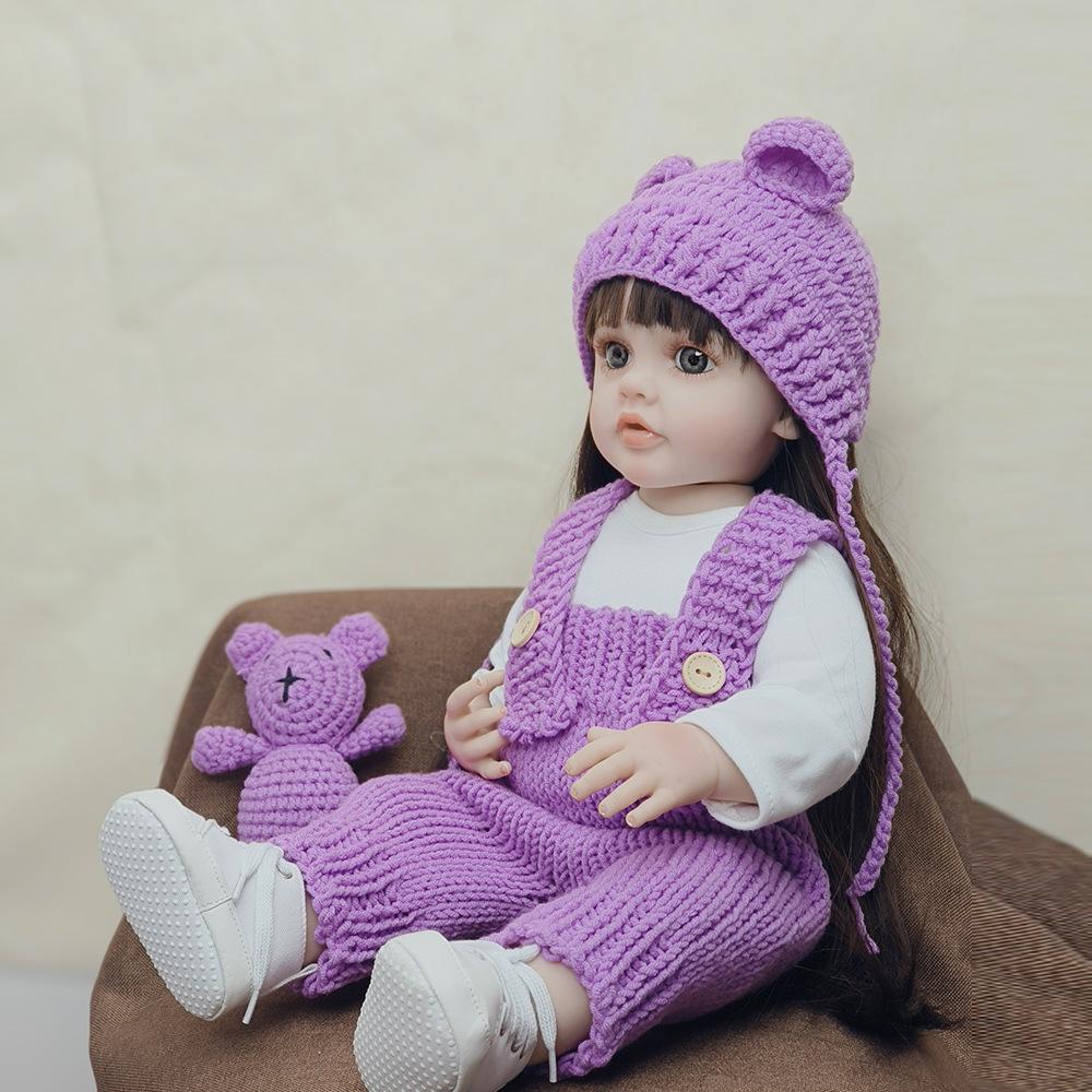 Urocza lalka reborn Betty 55cm pełny silikonowy korpus wodoodporna lalka noworodka ręcznie wklejane długie włosy lalki dziewczynki dla dzieci prezent na urodziny Boże Narodzenie