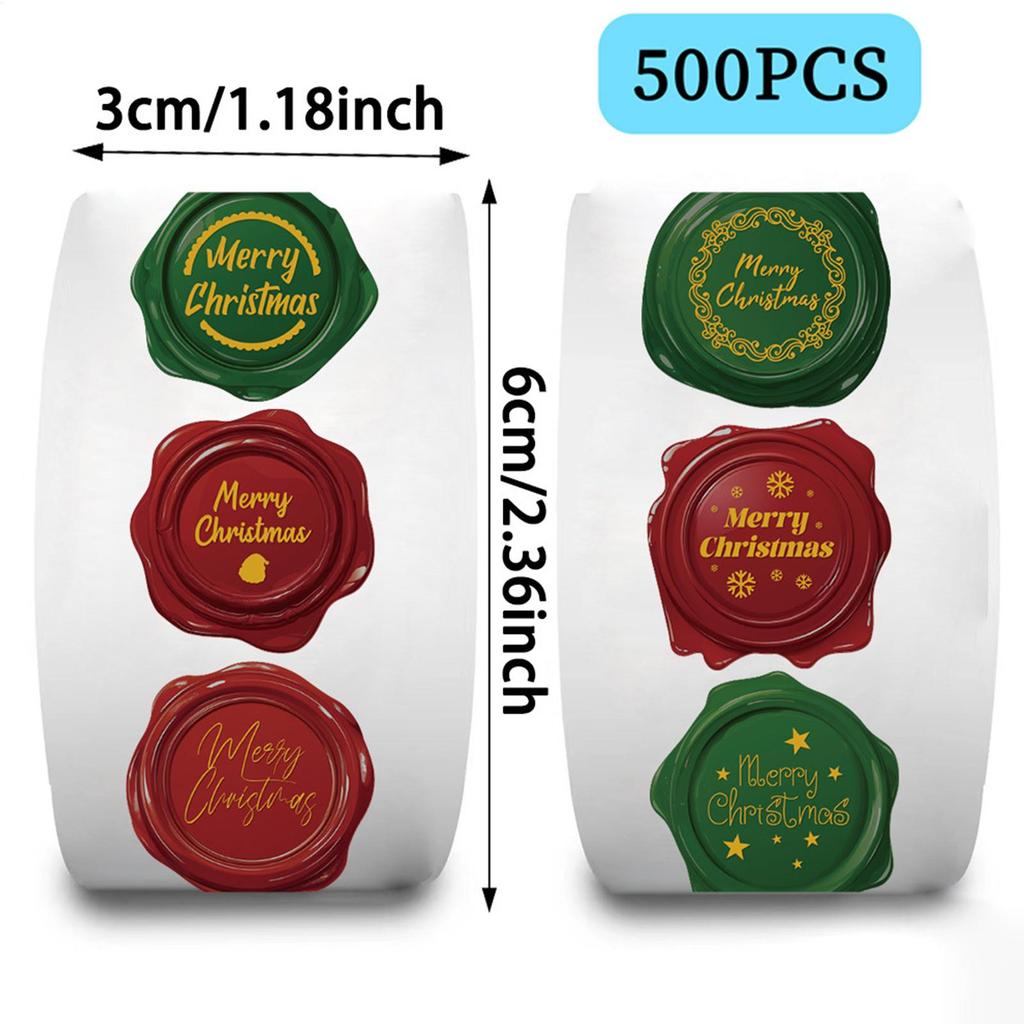 Christmas Stickers For Envelopes Seal 500 Pieces Holiday Decals Booklet DIY Waterproof Seal Stickers For DIY Craft Lovers
