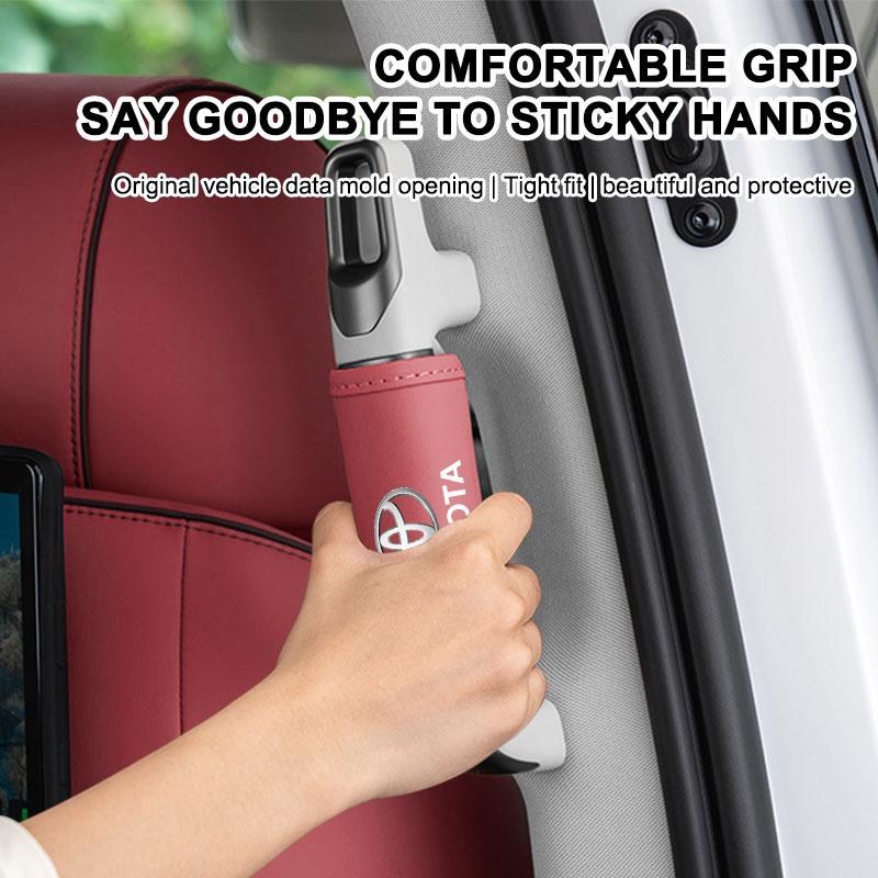 1/2Pcs Car Roof Handle Cover Door Armrest Leather Covering for Toyota Gazoo Racing Corolla TRD Yaris Chr Auris Rav4 Camry Prius Prado Avensis