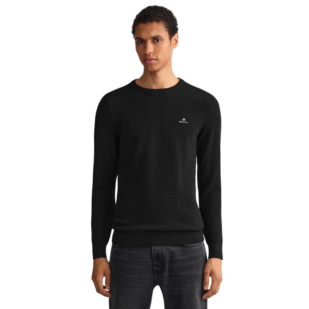 Gant Mens Cotton Pique Crew Neck Sweatshirt