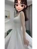 One Moment Waltz White Spaghetti Strap Dress - Women's Mesh Puffy Fairy Long Dress