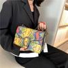 2024 Floral Crocodile Pattern Chain Crossbody Bag: Double Compartment Flap Shoulder Backpack