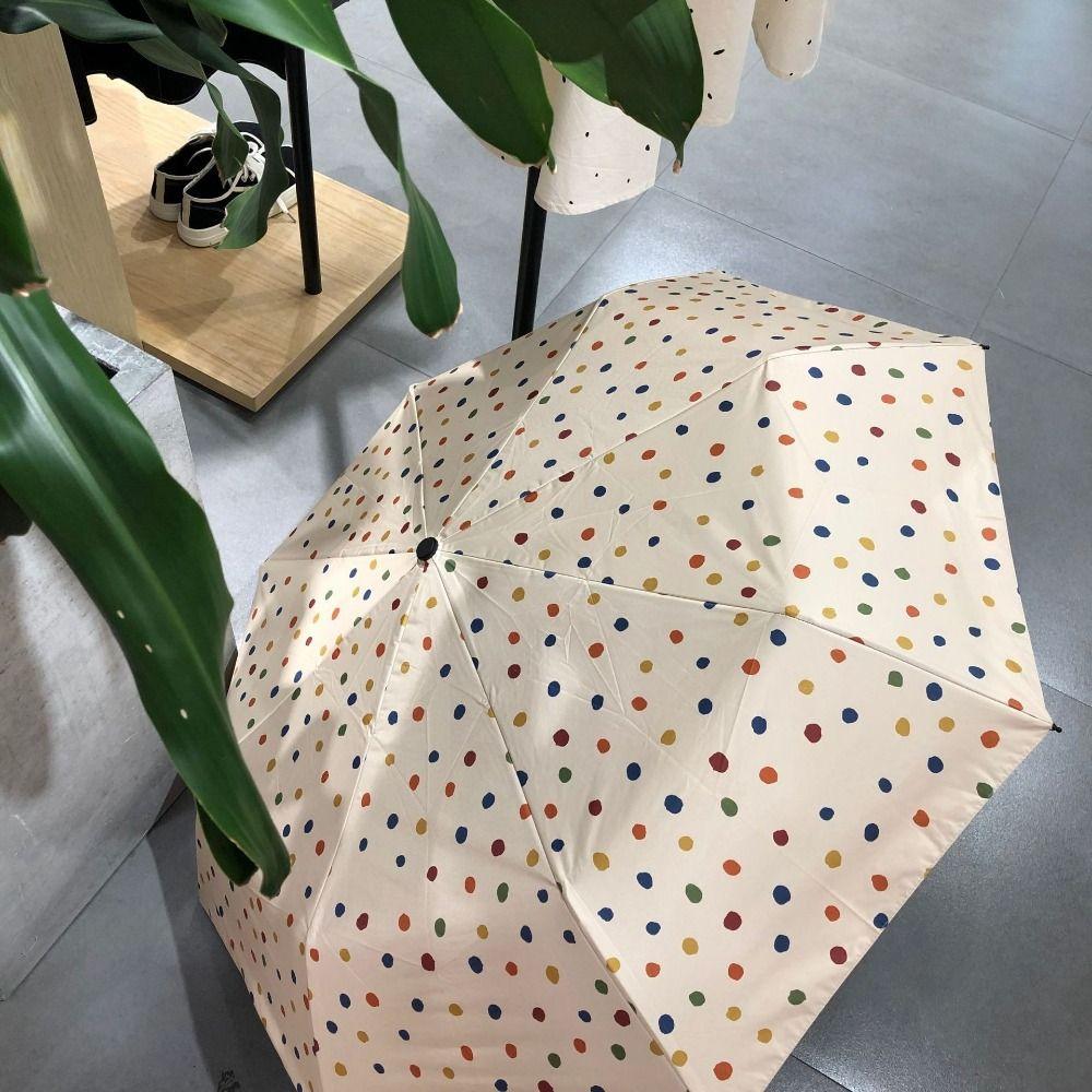 Vinyl Automatic Umbrella Windproof Polka Dot Umbrella Colorful Folding Umbrella  Outdoor