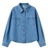 Retro Blue Washed Denim Women's Long Sleeve Shirt Jacket - Spring 2026 Fashion