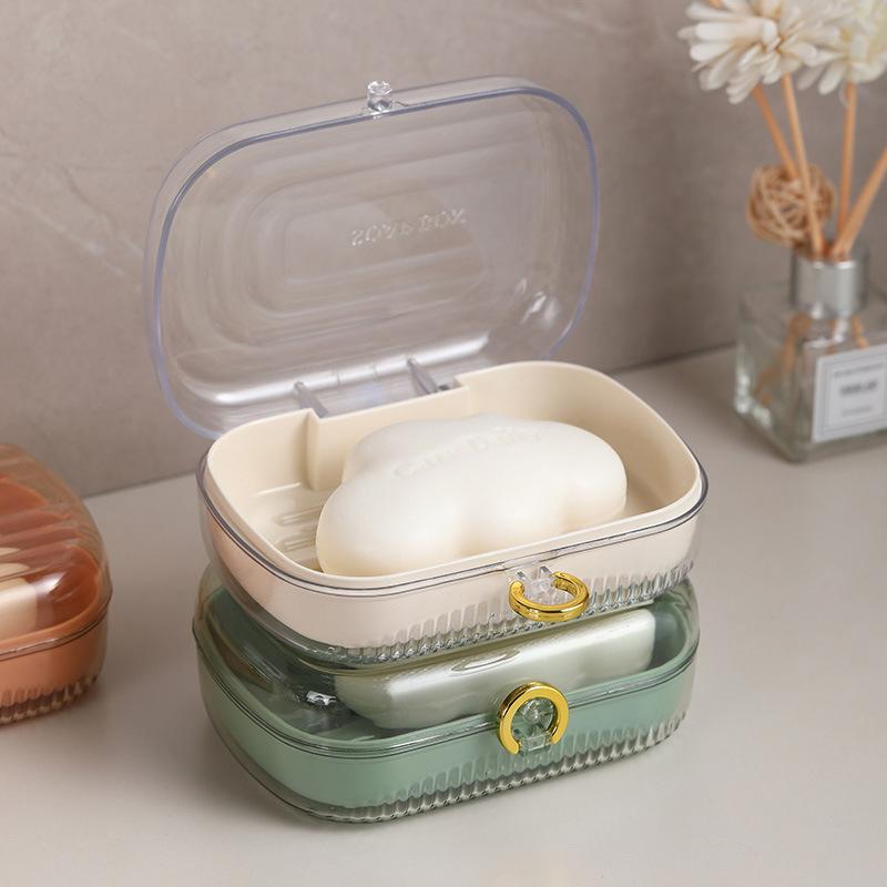 Travel Essentials Soap Holder With Lid,Leakproof Soap Dish With Drainage Layer, Portable Travel Soap Bar Case For Camping, Gym