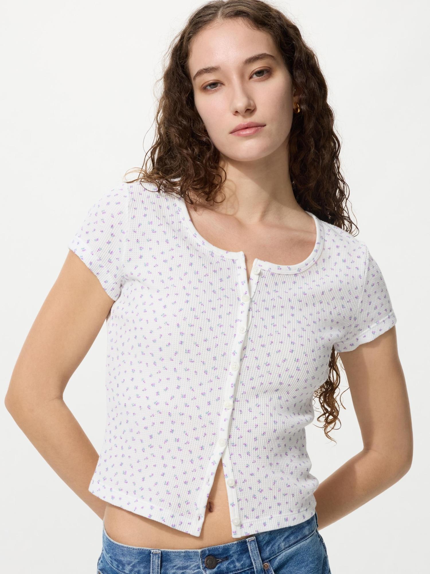 

Uniqlo Япония Вафельный Мини-футболка на молнии 00 WHITE/XS