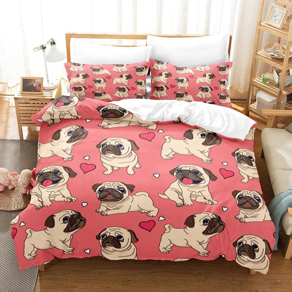 Cute Dog Bedding Set Single Twin Full Queen King Size Pet Dog Bed Set Teenager Bedroom Duvetcover Sets 3D Print