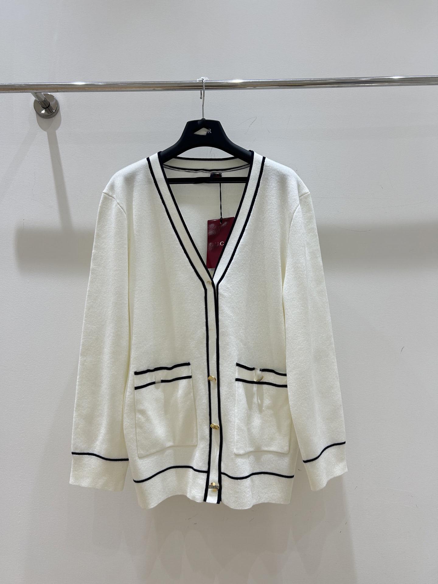 

Nanyou Премиальный Двойной G25 Повседневный Кардиган из Шерстяного Трикотажа с V-образным Вырезом и Цветными Блоками Small белый